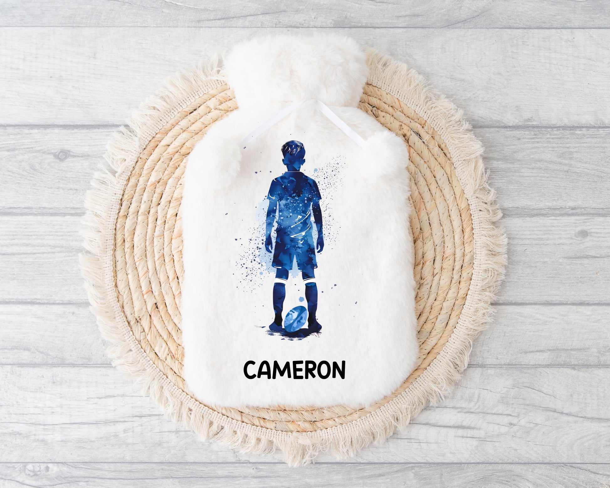 Rugby Personalised Hot Water Bottle, Rugby Gift For Boys, Christmas Gift, Gift For Grandson, Gift For Son, Xmas gift For Nephew