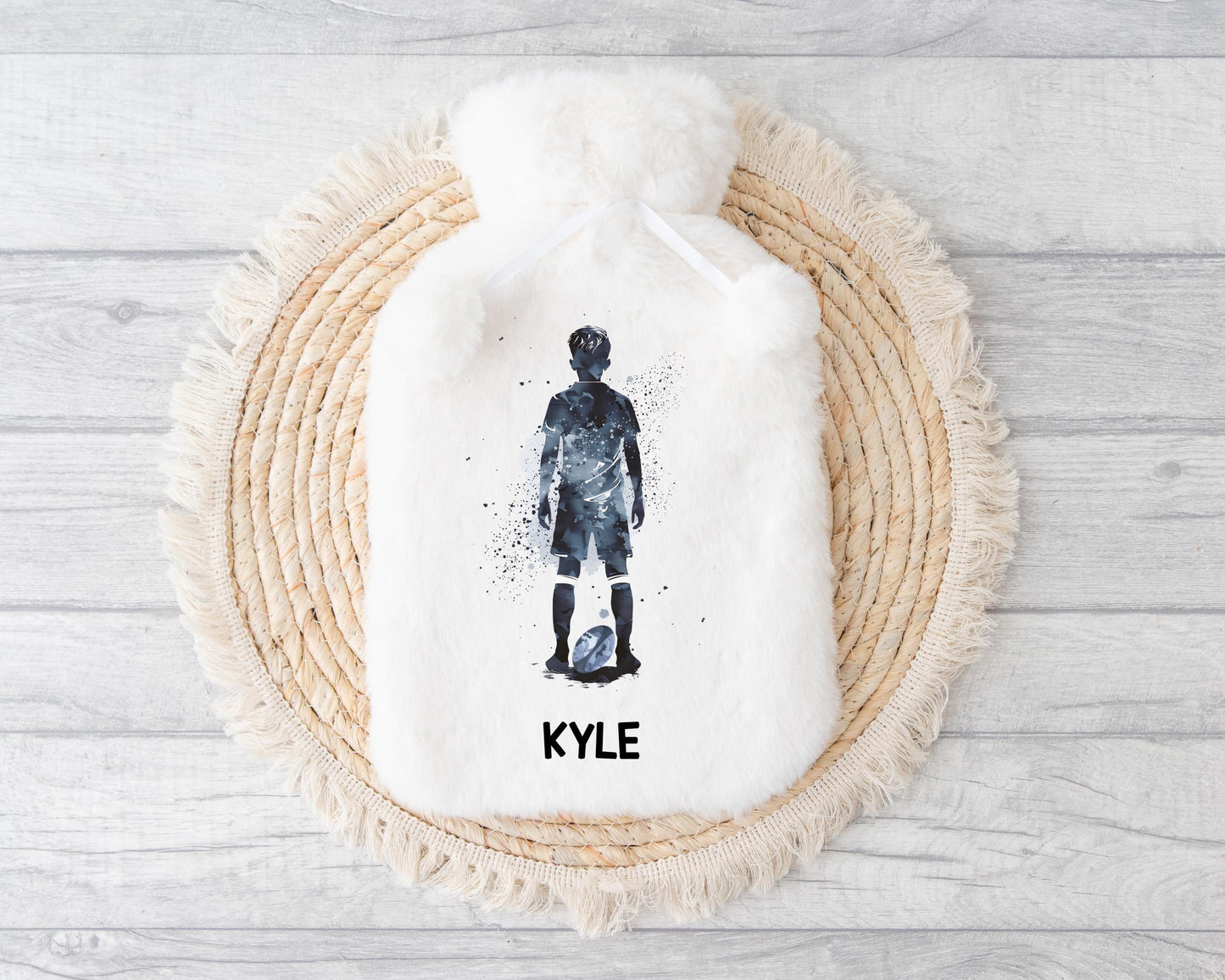 Rugby Personalised Hot Water Bottle, Rugby Gift For Boys, Christmas Gift, Gift For Grandson, Gift For Son, Xmas gift For Nephew