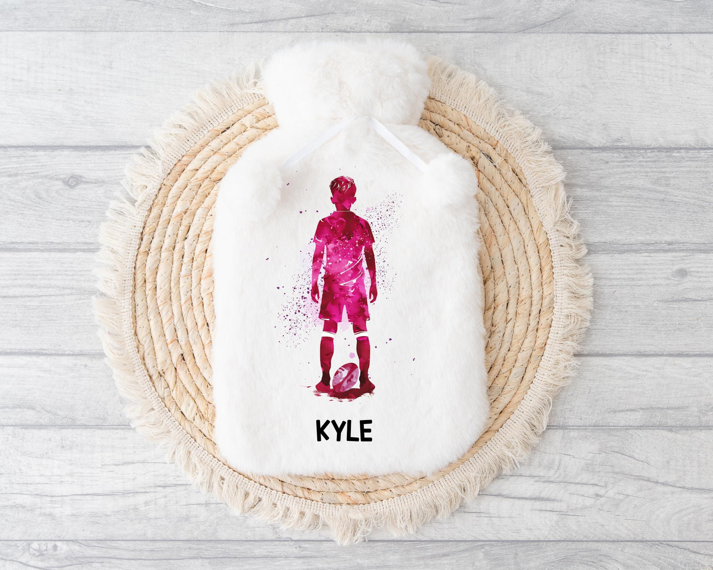 Rugby Personalised Hot Water Bottle, Rugby Gift For Boys, Christmas Gift, Gift For Grandson, Gift For Son, Xmas gift For Nephew