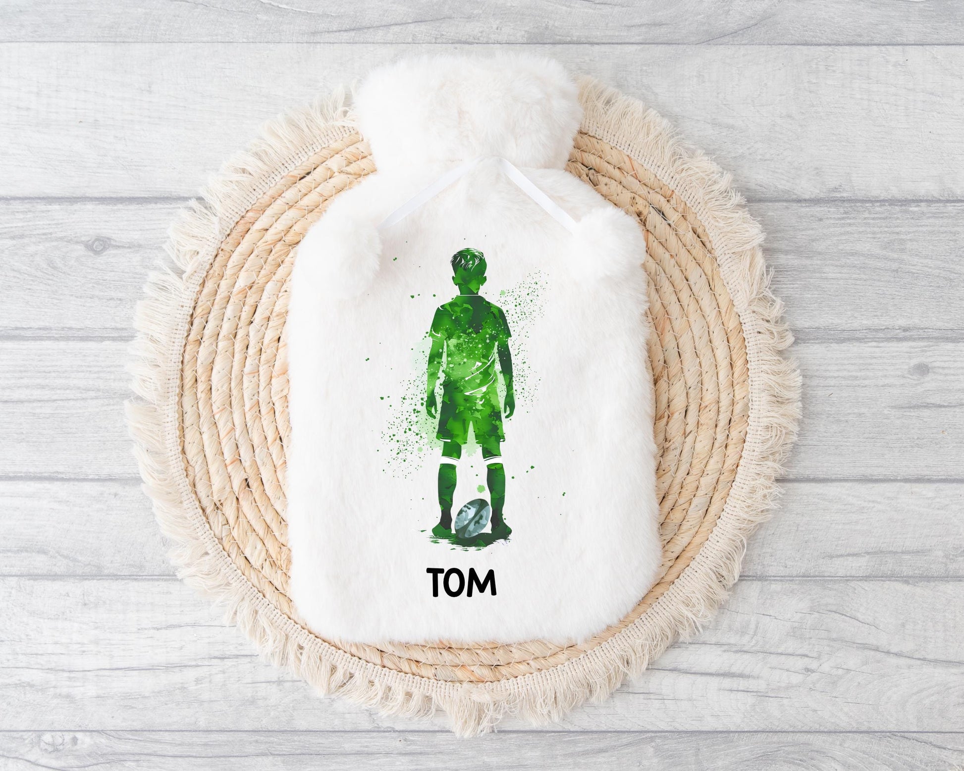 Rugby Personalised Hot Water Bottle, Rugby Gift For Boys, Christmas Gift, Gift For Grandson, Gift For Son, Xmas gift For Nephew