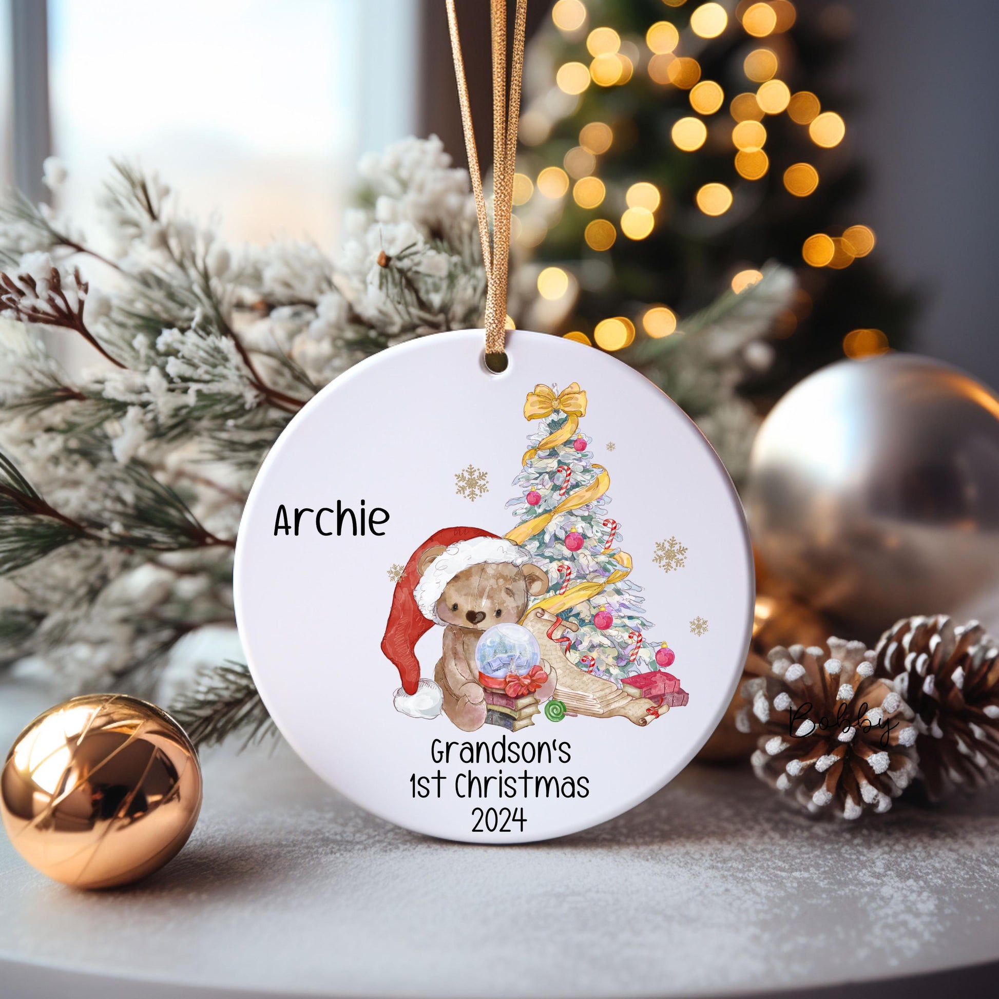 Great Granddaughter's 1st Xmas Bauble, Santa Bear Christmas Bauble, Tree Decoration For Grandchild, Xmas Decorations, Baby's First Xmas