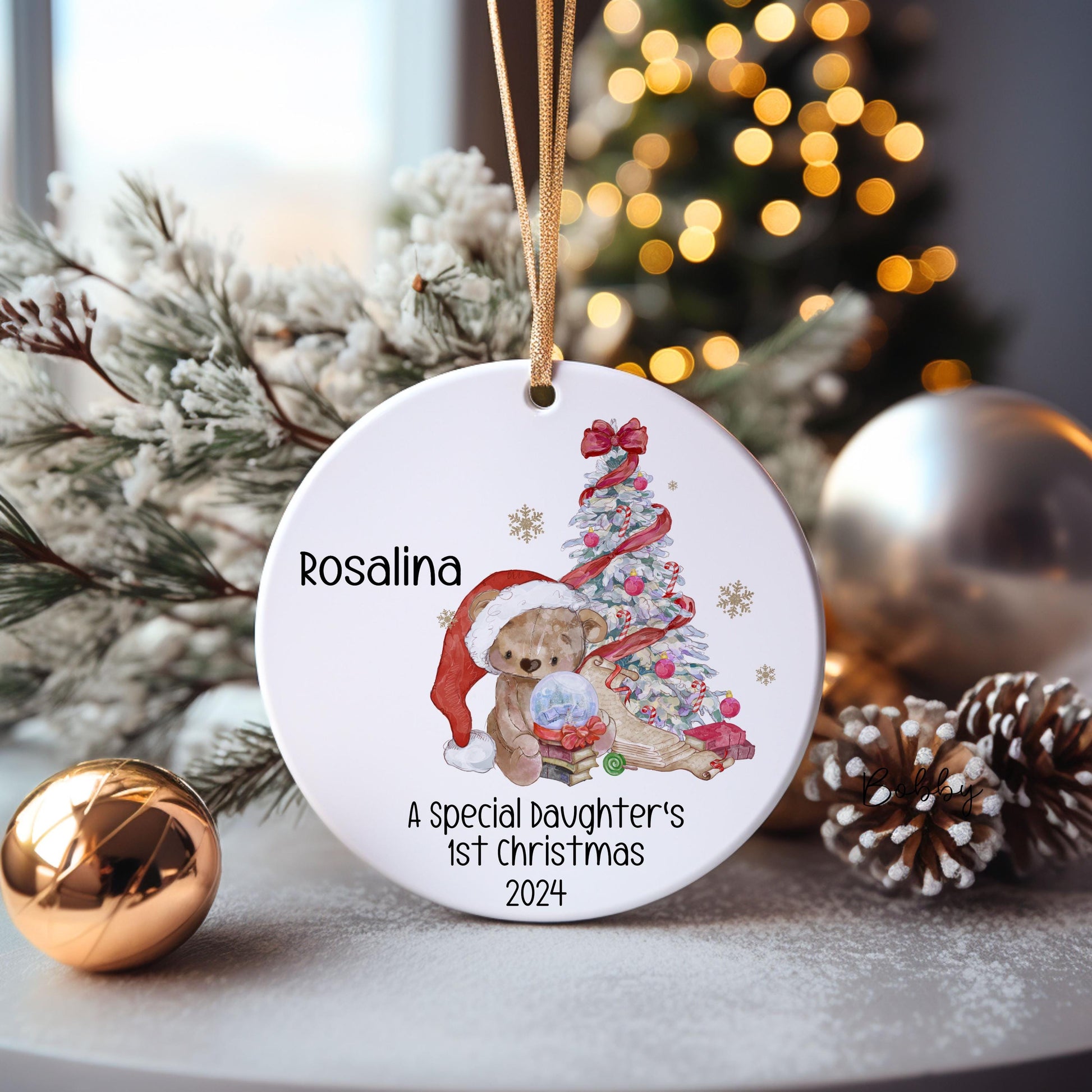 Great Granddaughter's 1st Xmas Bauble, Santa Bear Christmas Bauble, Tree Decoration For Grandchild, Xmas Decorations, Baby's First Xmas