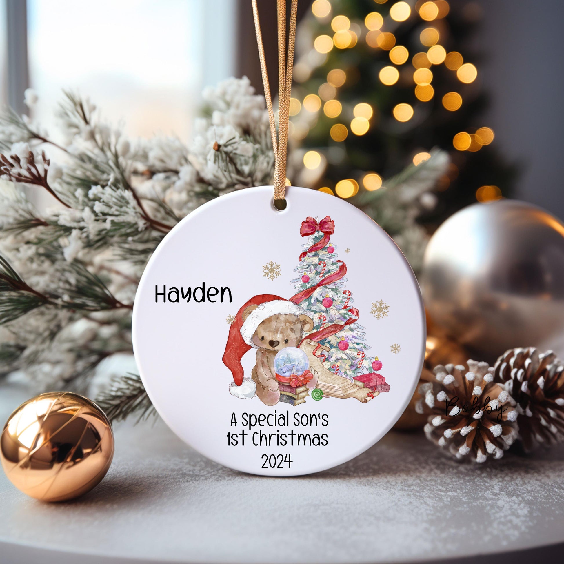 Great Granddaughter's 1st Xmas Bauble, Santa Bear Christmas Bauble, Tree Decoration For Grandchild, Xmas Decorations, Baby's First Xmas