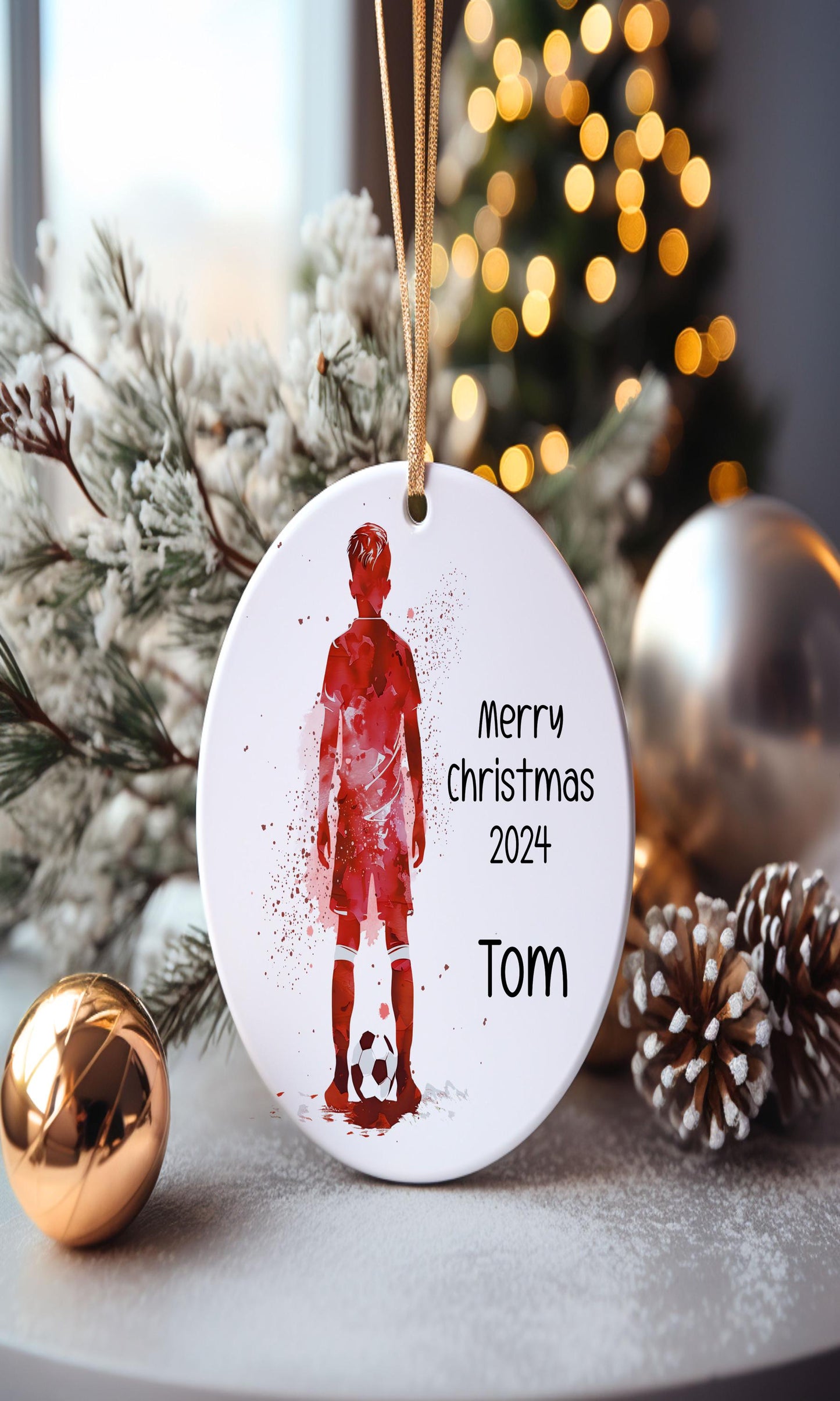 Personalised Football Bauble, Football Christmas Bauble, Christmas Tree Decoration For Grandchild, Christmas Decorations, Christmas Gift