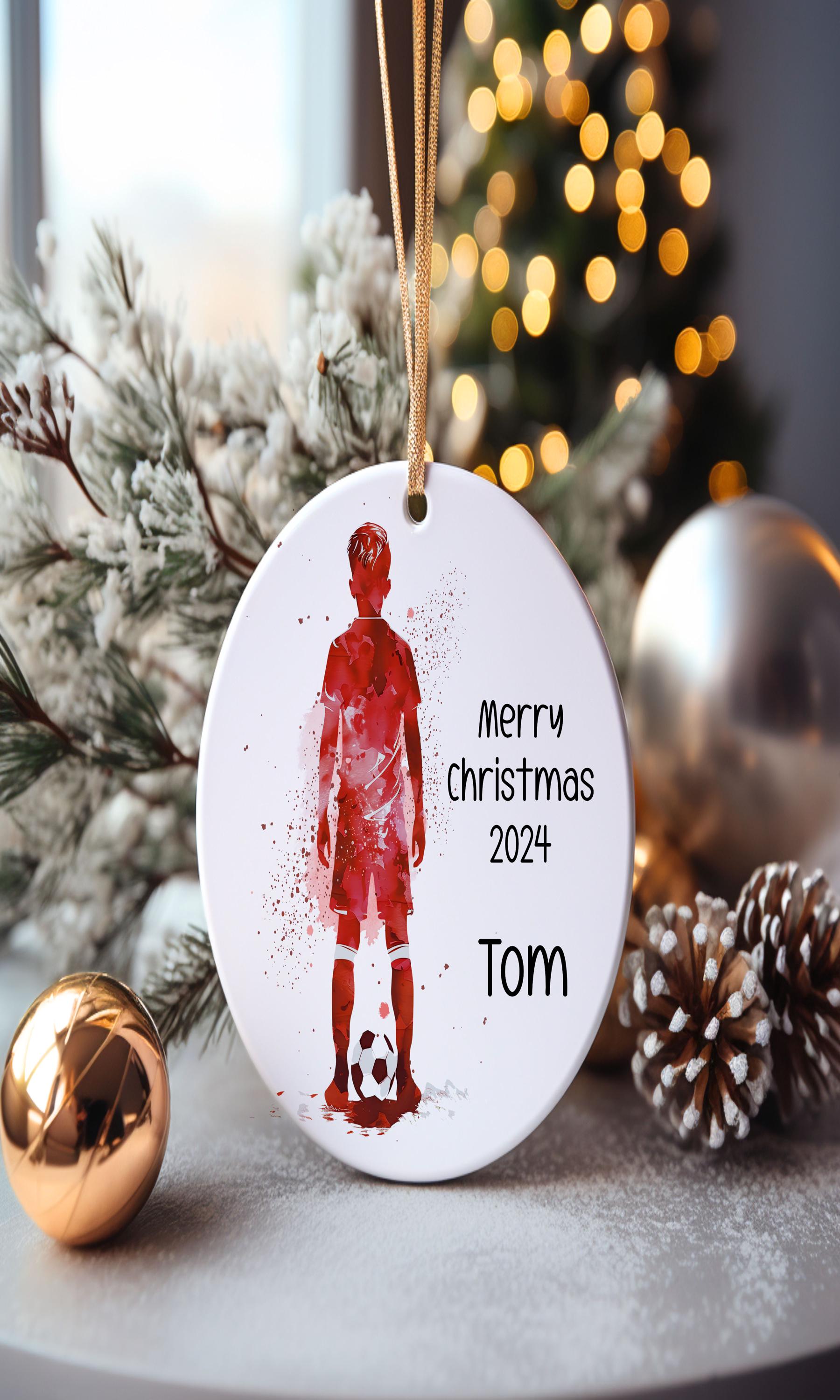 Personalised Football Bauble, Football Christmas Bauble, Christmas Tree Decoration For Grandchild, Christmas Decorations, Christmas Gift
