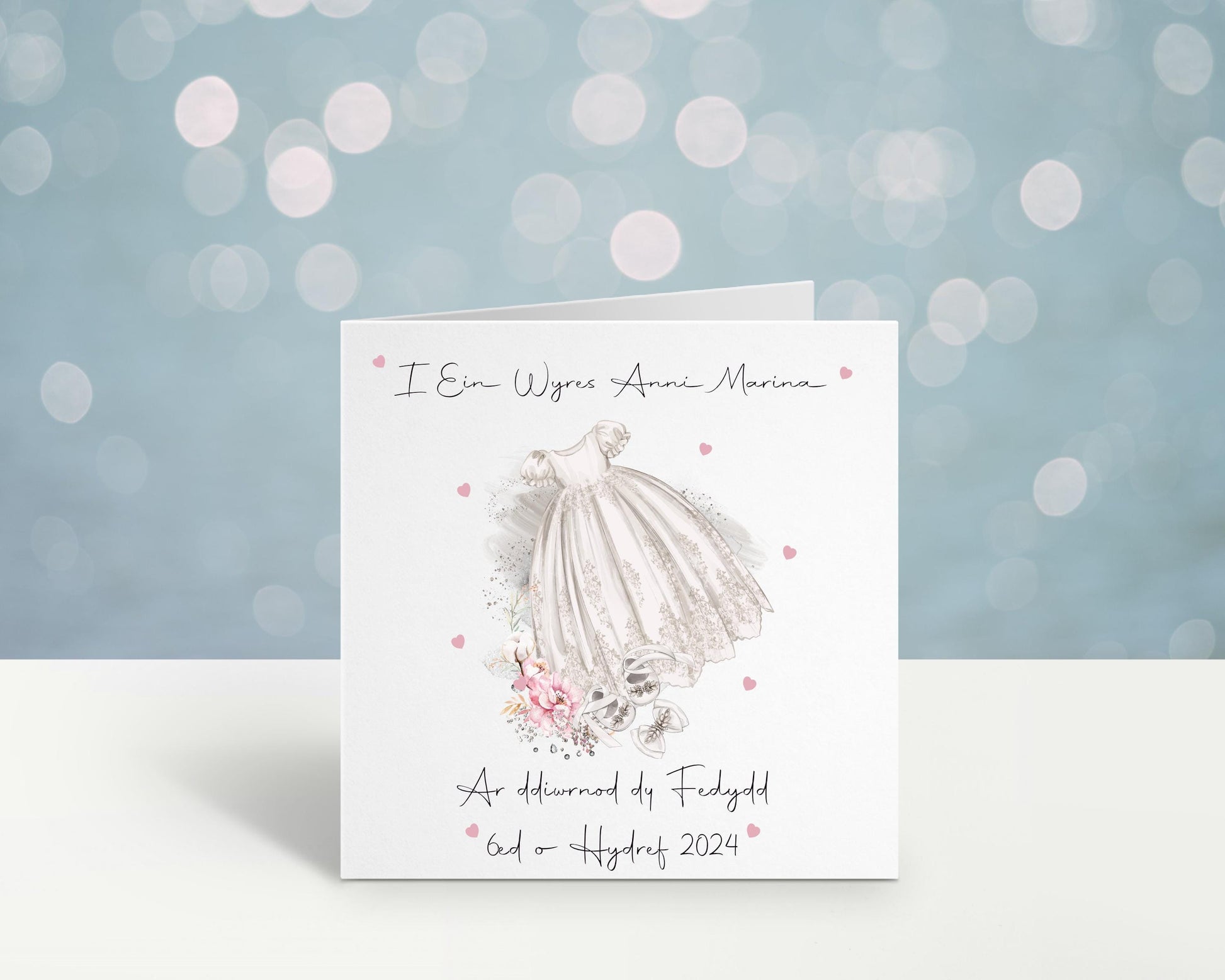 Welsh Christening Card, Christening Card For Granddaughter, Personalised Welsh Baptism Card