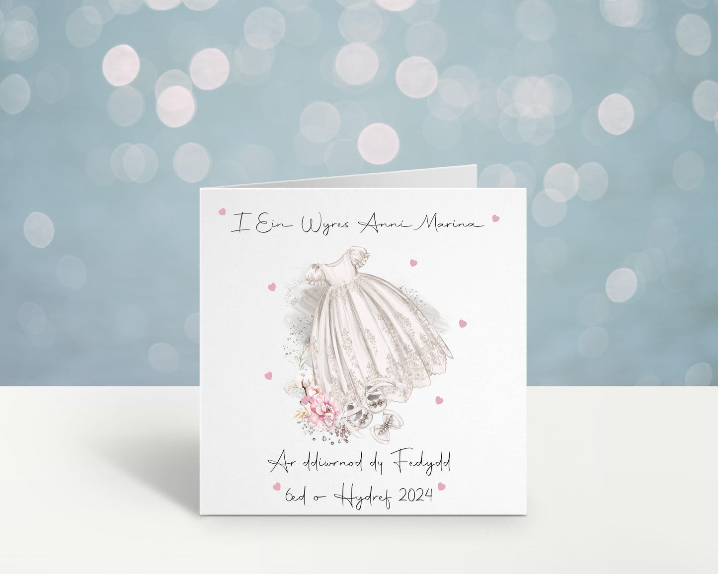 Welsh Christening Card, Christening Card For Granddaughter, Personalised Welsh Baptism Card