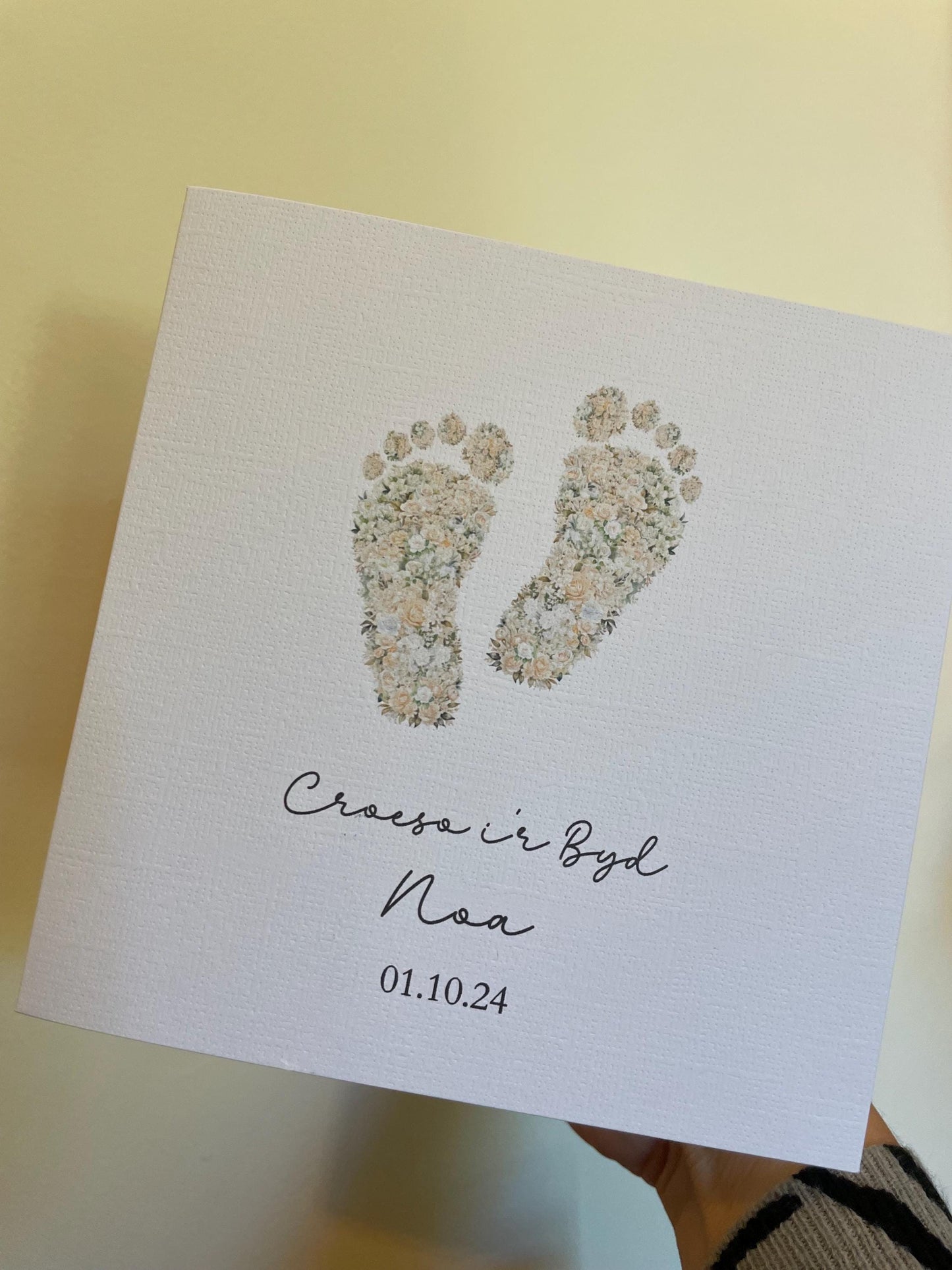 Croeso I'r Byd, New Baby Card, Cerdyn Cymraeg, Welsh Cards, Welsh New Baby Card, New Baby Card, Baby Feet