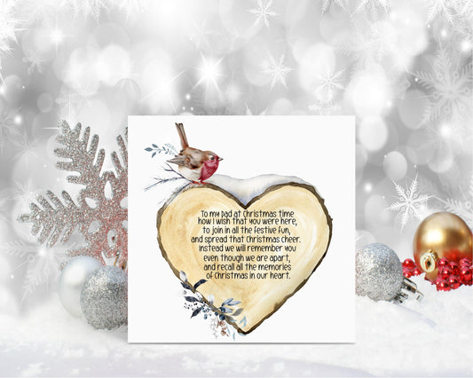 Lost Loved One Christmas Card, 1st Christmas Without Them, Christmas Poem For Someone Who Has Lost A Loved One, Remembering Dad at Christmas