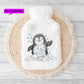Personalised Hot Water Bottle, Penguin Design Hot Water Bottle, Christmas Gift, Gift For Grandson, Gift For Granddaughter