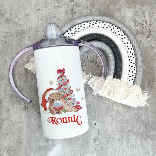 Christmas Sippy Cup, Personalised Children's Tumbler, Xmas Stocking Filler, Christmas Eve Box, Kids Christmas Cup, Christmas Bear Sippy Cup