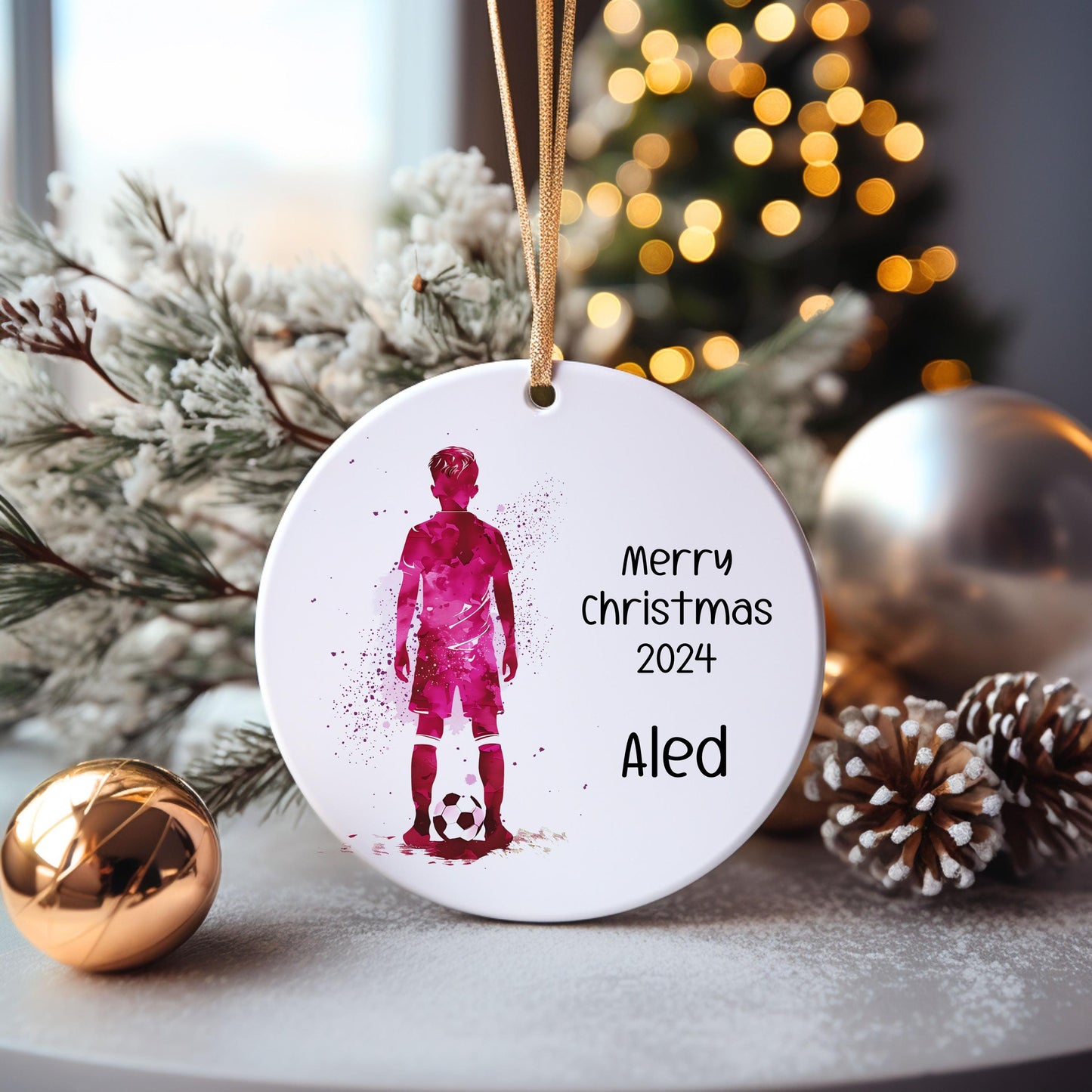 Personalised Football Bauble, Football Christmas Bauble, Christmas Tree Decoration For Grandchild, Christmas Decorations, Christmas Gift