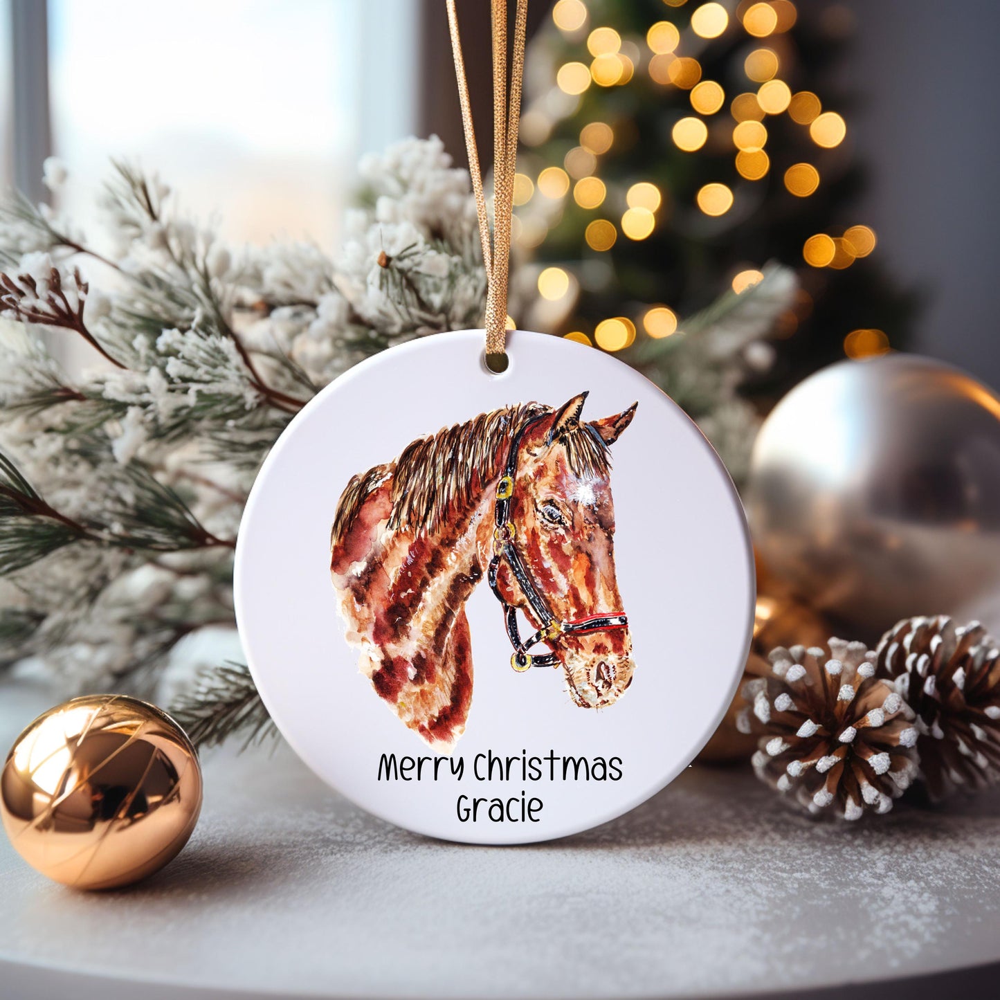 Horse Christmas Bauble, Personalised Horse Christmas Tree Decoration, Gift For Horse Owner