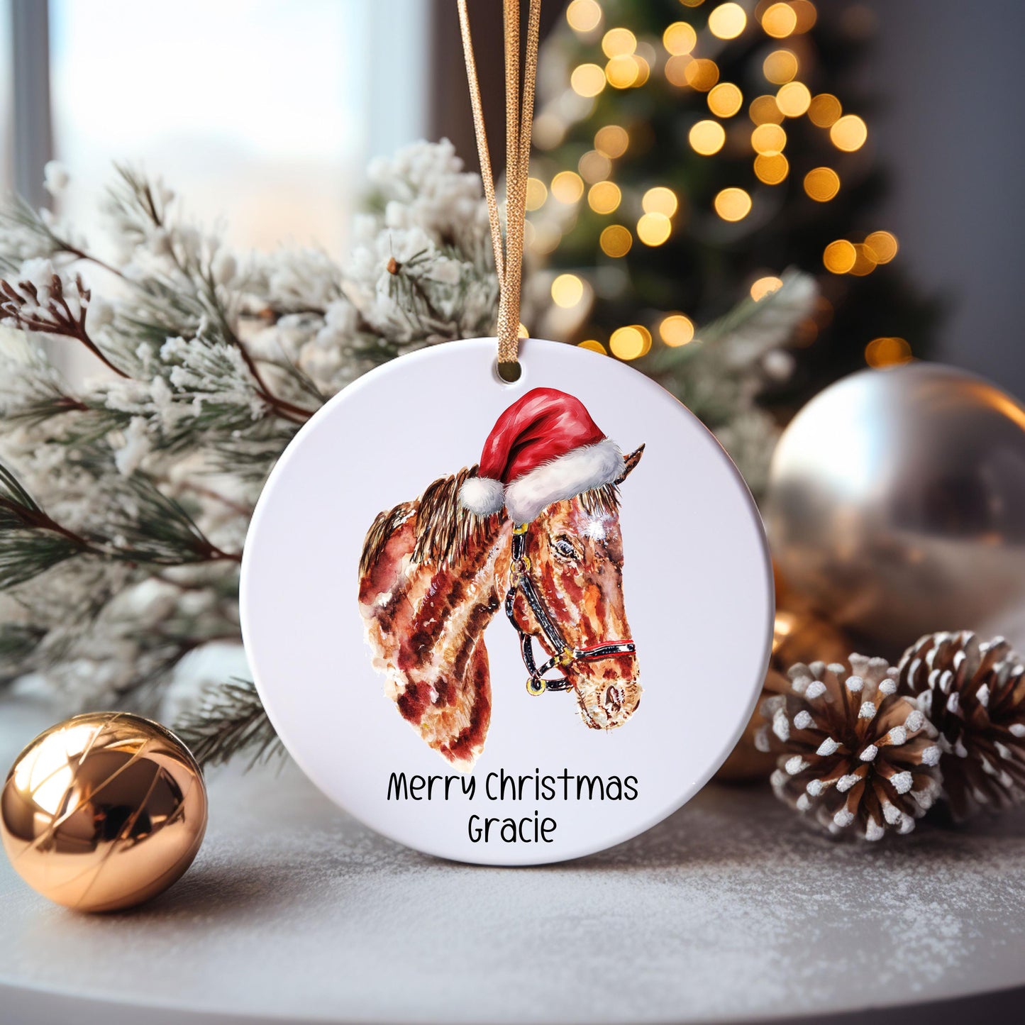 Horse Christmas Bauble, Personalised Horse Christmas Tree Decoration, Gift For Horse Owner