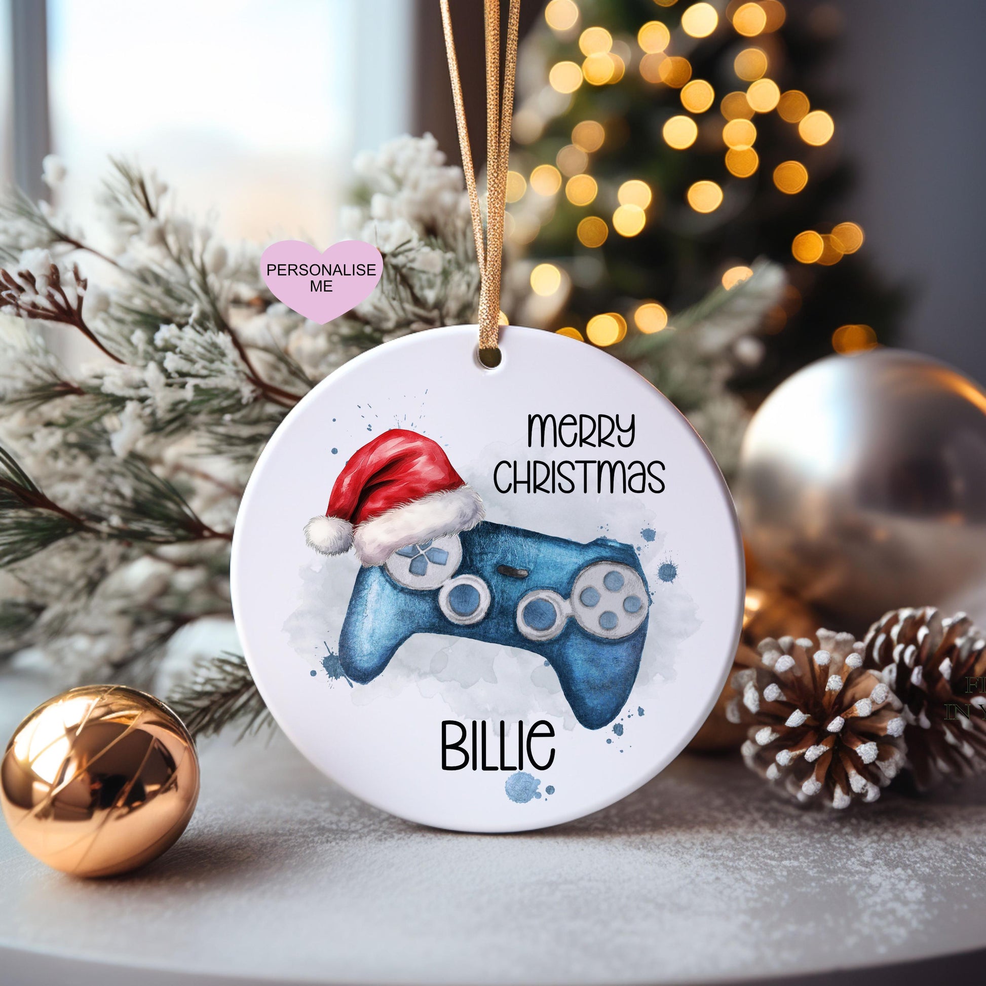 Gamer Bauble, Personalised Game Controller Christmas Tree Decoration, Grandson Bauble, Granddaughter Bauble, Teen Gift