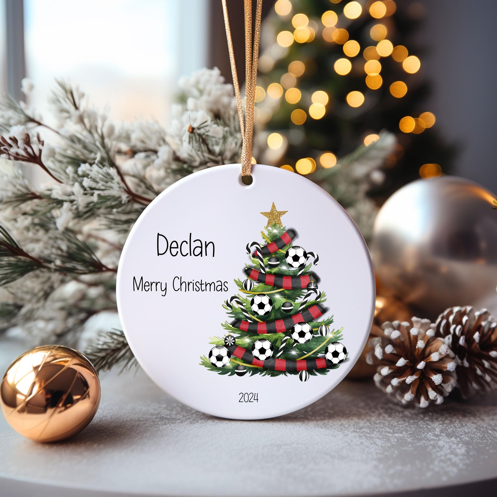Personalised Football Christmas Tree Bauble, Football Christmas Bauble, Christmas Tree Decoration, Christmas Decorations, Christmas Gift