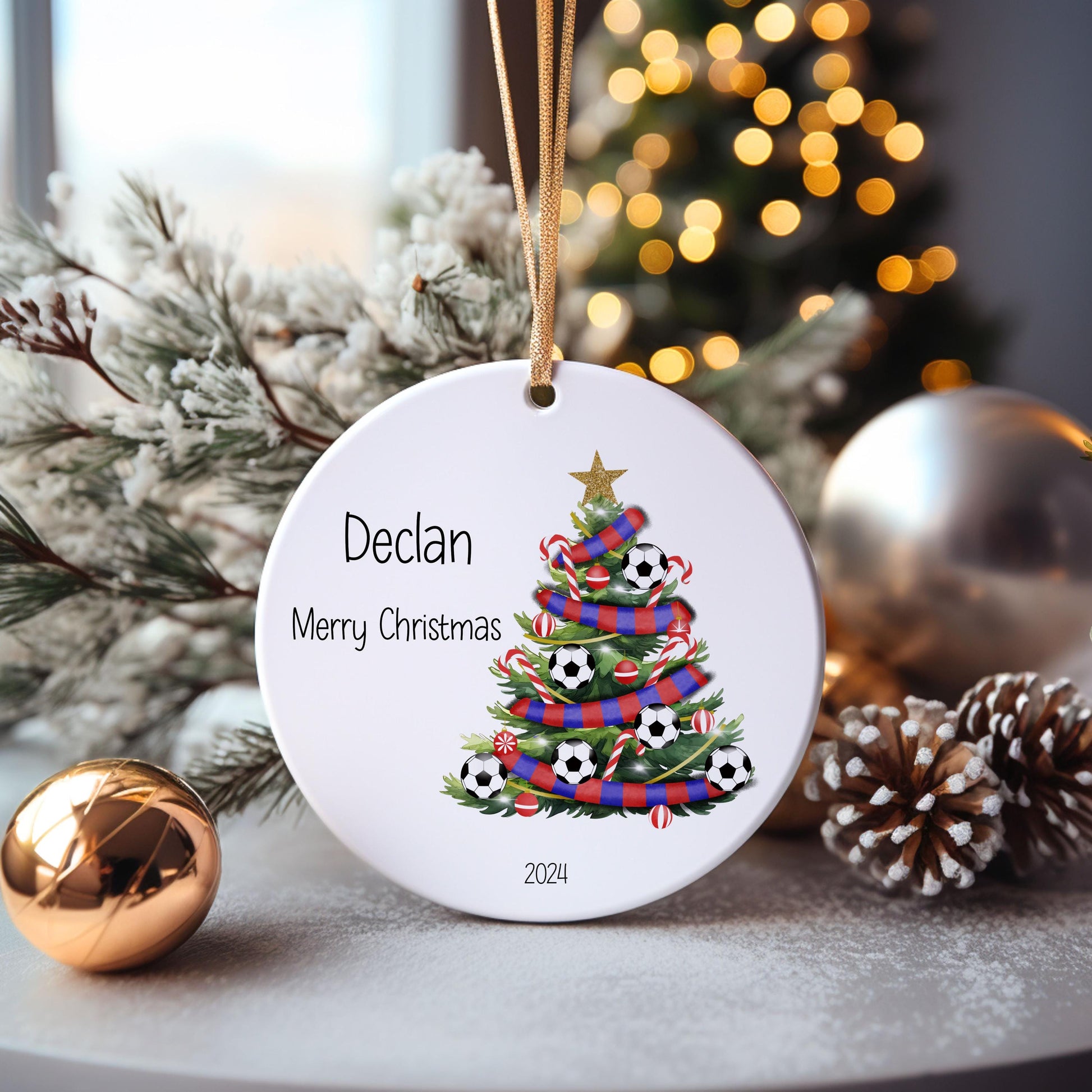 Personalised Football Christmas Tree Bauble, Football Christmas Bauble, Christmas Tree Decoration, Christmas Decorations, Christmas Gift