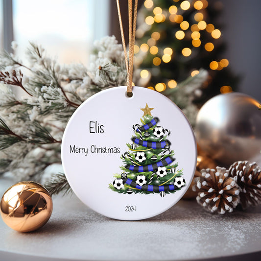 Personalised Football Christmas Tree Bauble, Football Christmas Bauble, Christmas Tree Decoration, Christmas Decorations, Christmas Gift