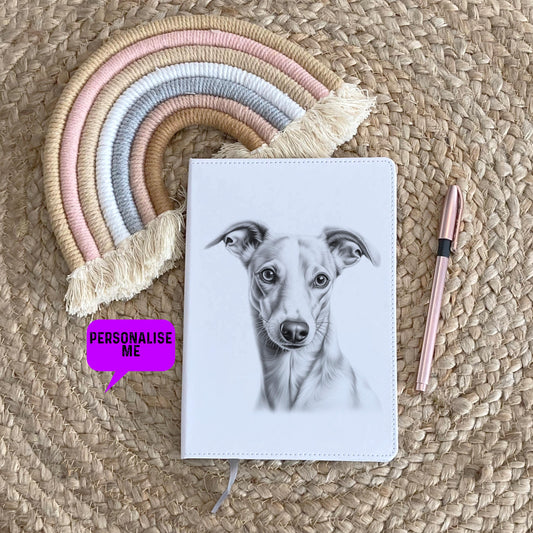 Greyhound Notebook, Personalised Notebook, Personalised Gift For Her Or Him, Journal, Pet Notebook, Dog Gift