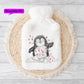 Personalised Hot Water Bottle, Penguin Design Hot Water Bottle, Christmas Gift, Gift For Grandson, Gift For Granddaughter