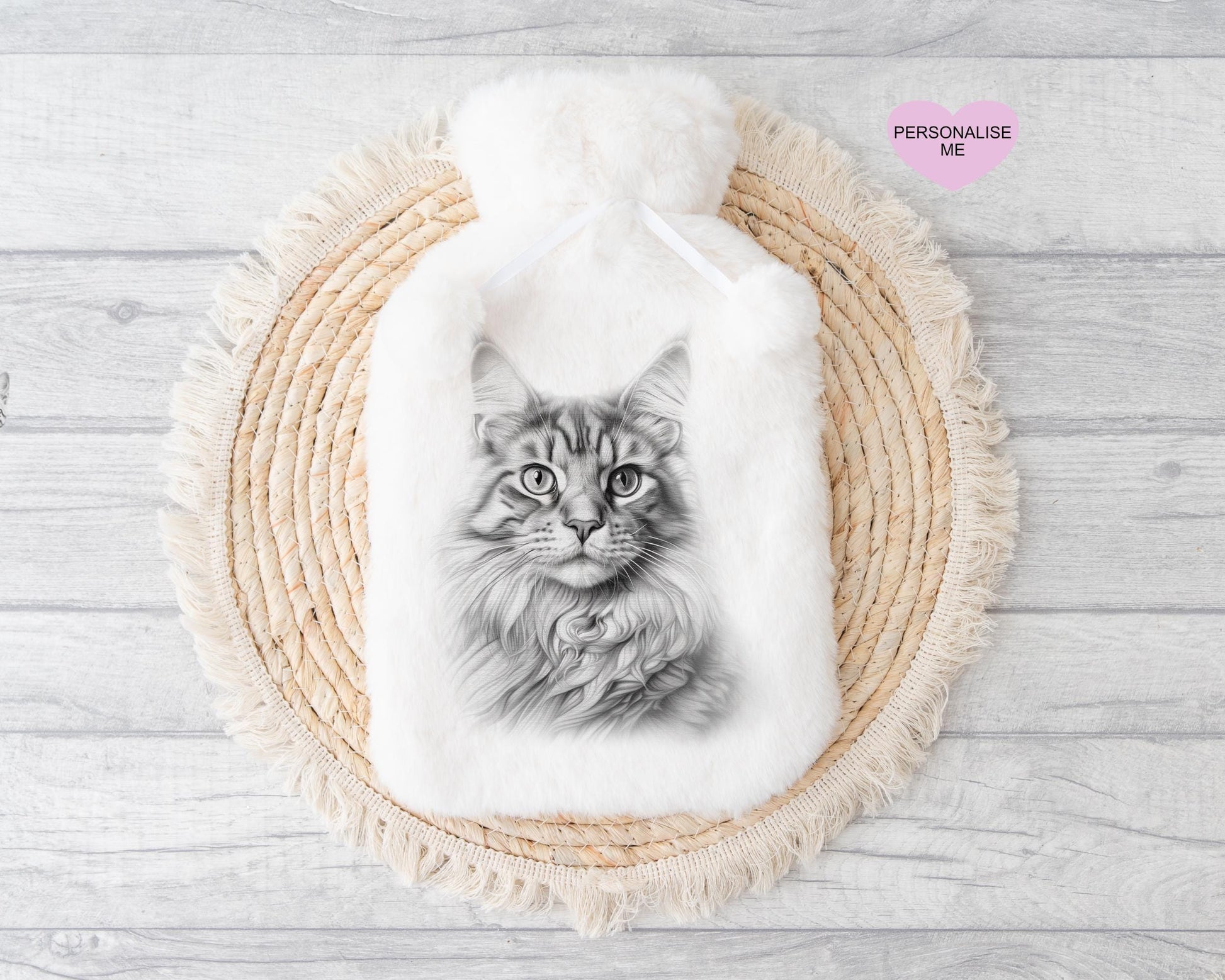 Cat Hot Water Bottle, Gift For Her, Personalised Hot Water Bottle, Christmas Gift For Friend, Christmas Gift For Him,