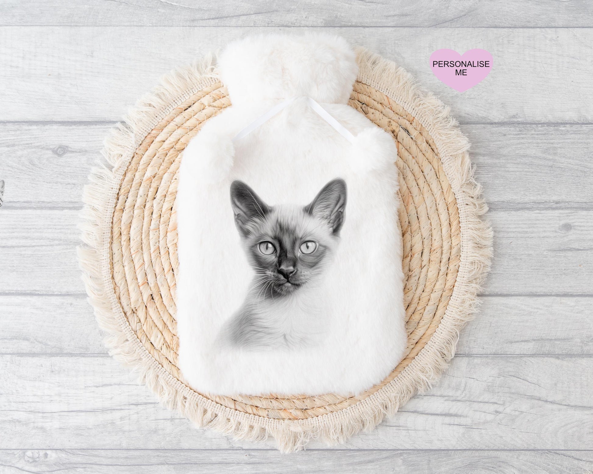 Siamese Cat Hot Water Bottle, Gift For Her, Personalised Hot Water Bottle, Christmas Gift For Friend, Christmas Gift For Him,