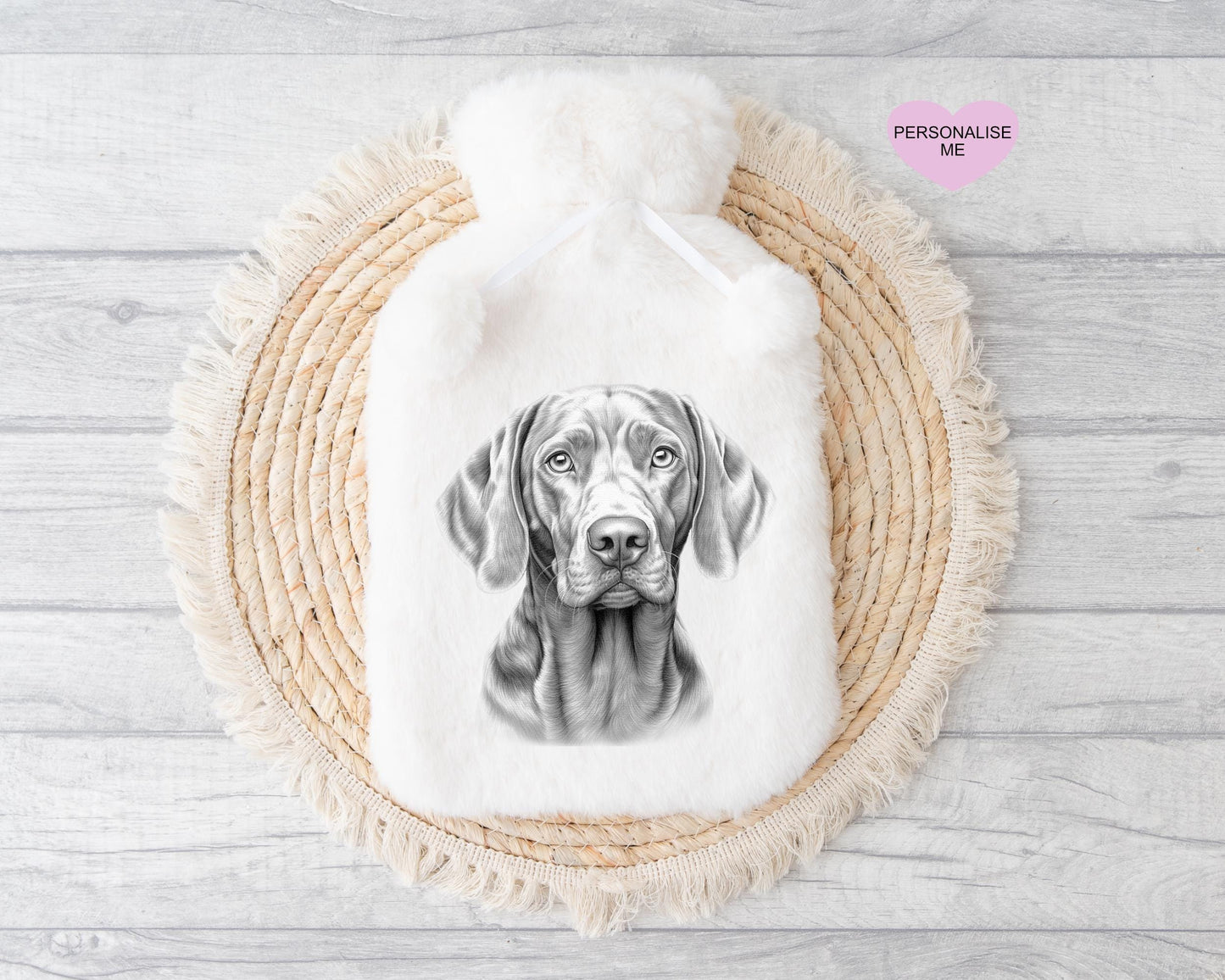 Weimaraner Dog Gift, Personalised Hot Water Bottle, Dog Xmas Gift, Xmas Gift For Dog Lover