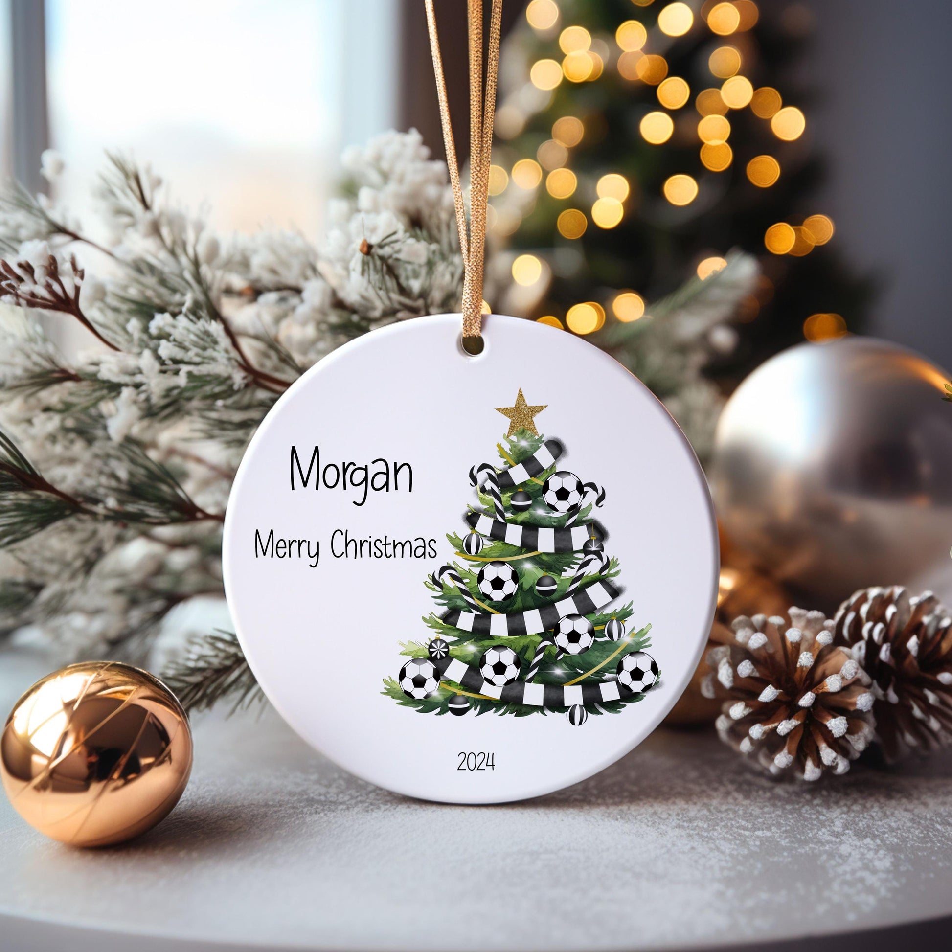 Personalised Football Christmas Tree Bauble, Football Christmas Bauble, Christmas Tree Decoration, Christmas Decorations, Christmas Gift