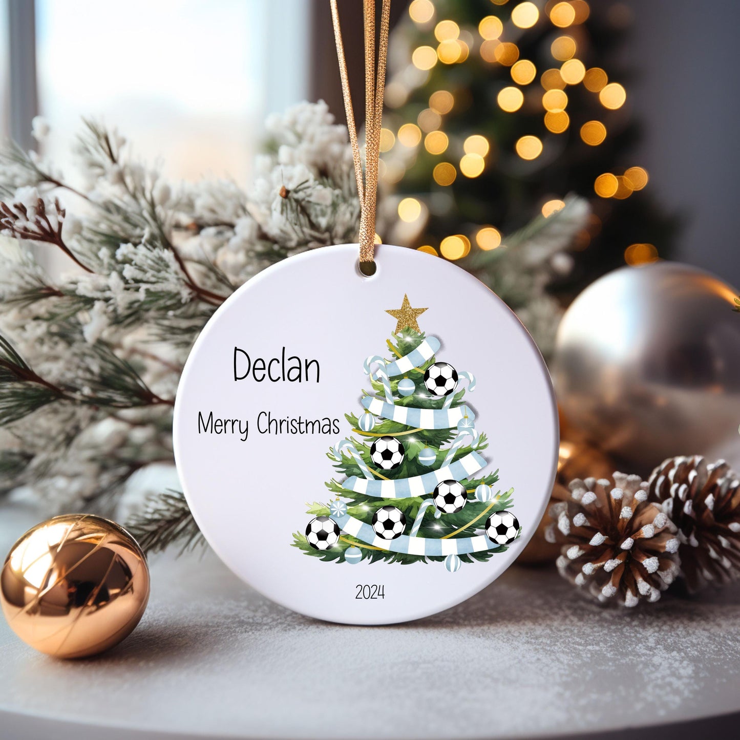 Personalised Football Christmas Tree Bauble, Football Christmas Bauble, Christmas Tree Decoration, Christmas Decorations, Christmas Gift