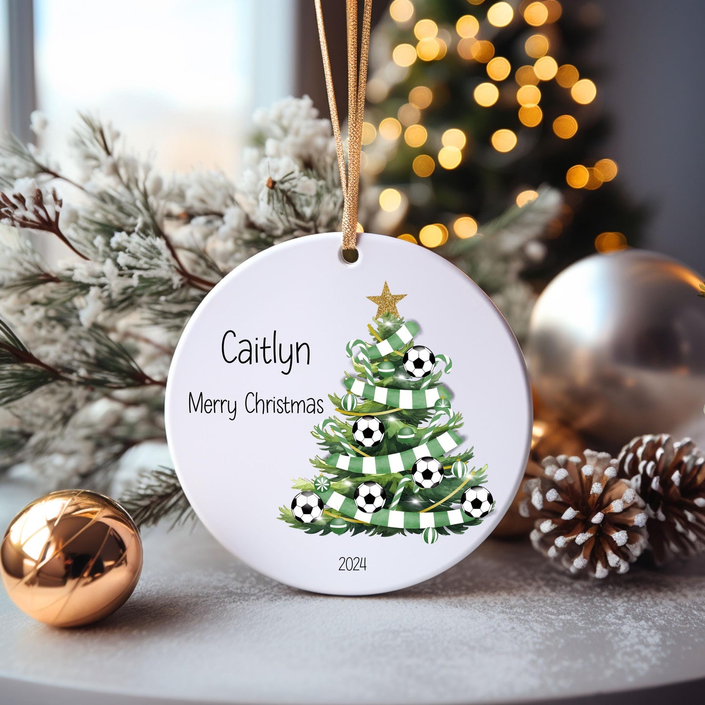 Personalised Football Christmas Tree Bauble, Football Christmas Bauble, Christmas Tree Decoration, Christmas Decorations, Christmas Gift