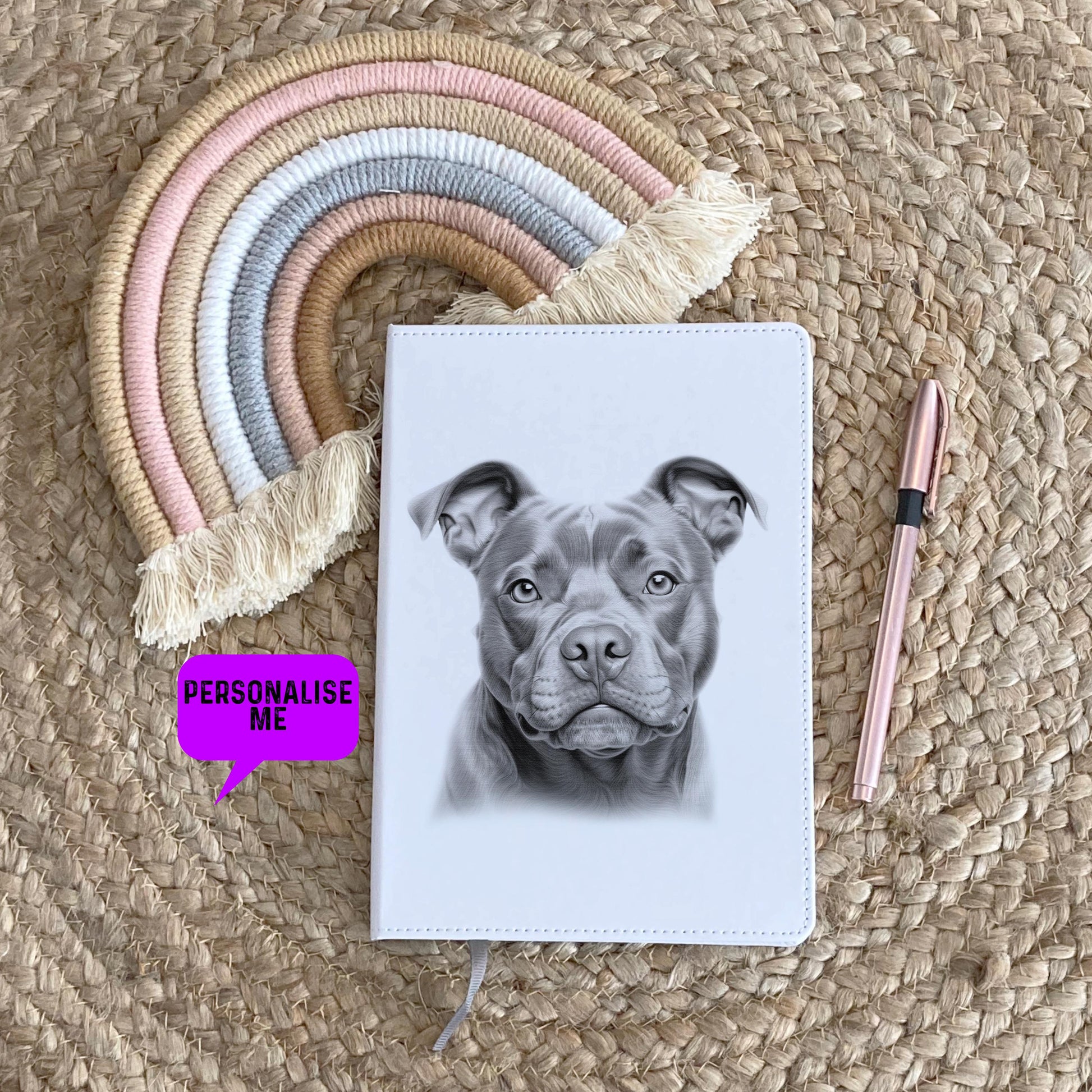 Staffy Notebook, Personalised Notebook, Staffordshire Bull Terrier Gift, Personalised Gift For Her Or Him, Journal, Pet Notebook, Dog Gift