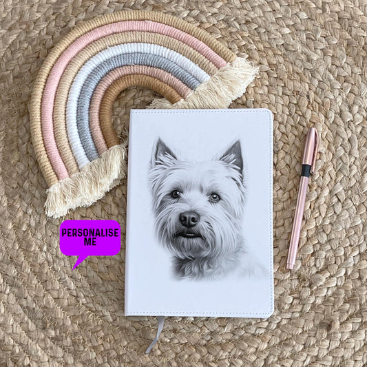 West Highland Terrier Notebook, Personalised Notebook, Personalised Gift For Her Or Him, Journal, Pet Notebook, Dog Gift, Westie Notebook