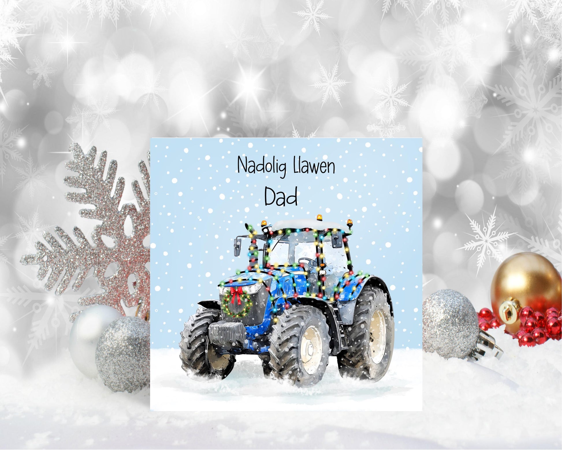 Nadolig Llawen Card, Welsh Christmas Card For Taid, Welsh Tractor Christmas Card
