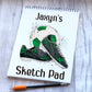 Football Design Sketch Pad, Personalised Football Sketch Pad, Granddaughter Gift, Stocking Filler, Kids Drawing Book, Grandson Gift