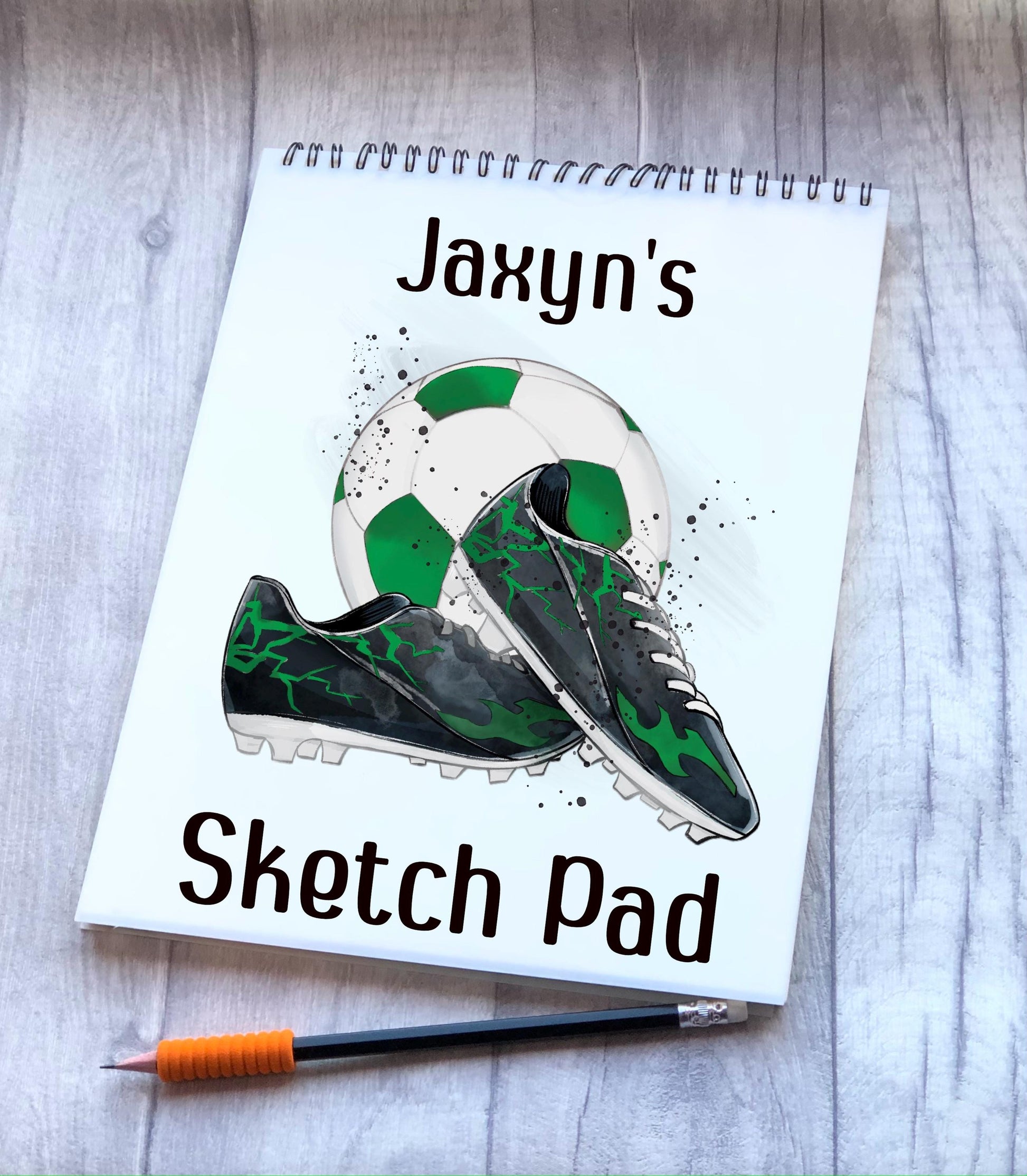 Football Design Sketch Pad, Personalised Football Sketch Pad, Granddaughter Gift, Stocking Filler, Kids Drawing Book, Grandson Gift