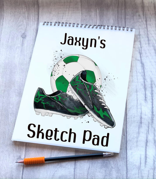 Football Design Sketch Pad, Personalised Football Sketch Pad, Granddaughter Gift, Stocking Filler, Kids Drawing Book, Grandson Gift
