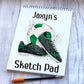 Football Design Sketch Pad, Personalised Football Sketch Pad, Granddaughter Gift, Stocking Filler, Kids Drawing Book, Grandson Gift