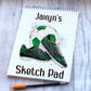Football Design Sketch Pad, Personalised Football Sketch Pad, Granddaughter Gift, Stocking Filler, Kids Drawing Book, Grandson Gift