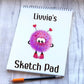 Cute Pink Design Sketch Pad, Personalised Pink Bug Sketch Pad, Granddaughter Gift, Stocking Filler, Kids Drawing Book, Grandson Gift