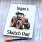 Tractor Sketch Book, Personalised Sketchbook, Personalised Sketch Pad, Sketchbook, Gift For Grandson, Gift For Son, Tractor Gift