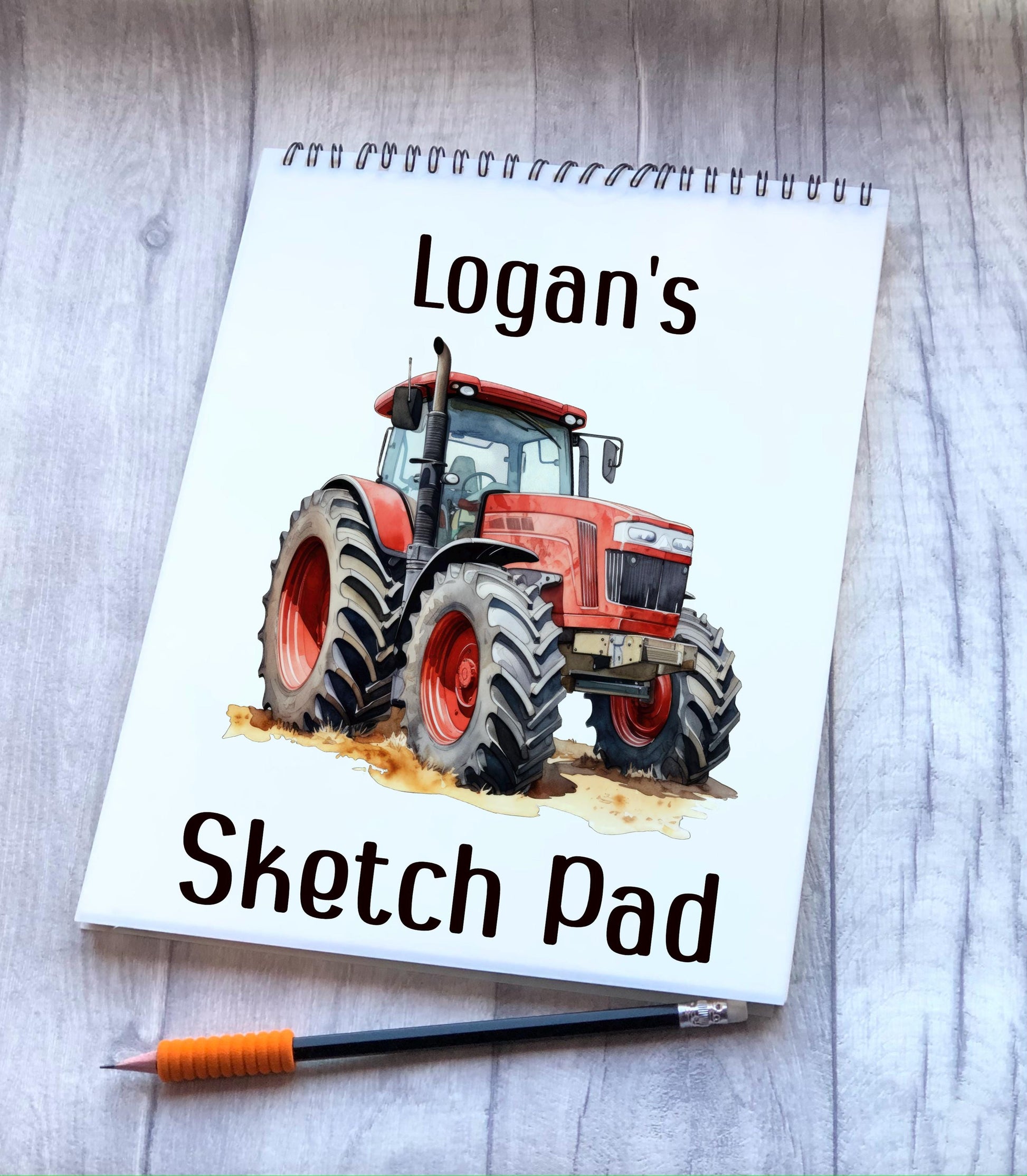 Tractor Sketch Book, Personalised Sketchbook, Personalised Sketch Pad, Sketchbook, Gift For Grandson, Gift For Son, Tractor Gift