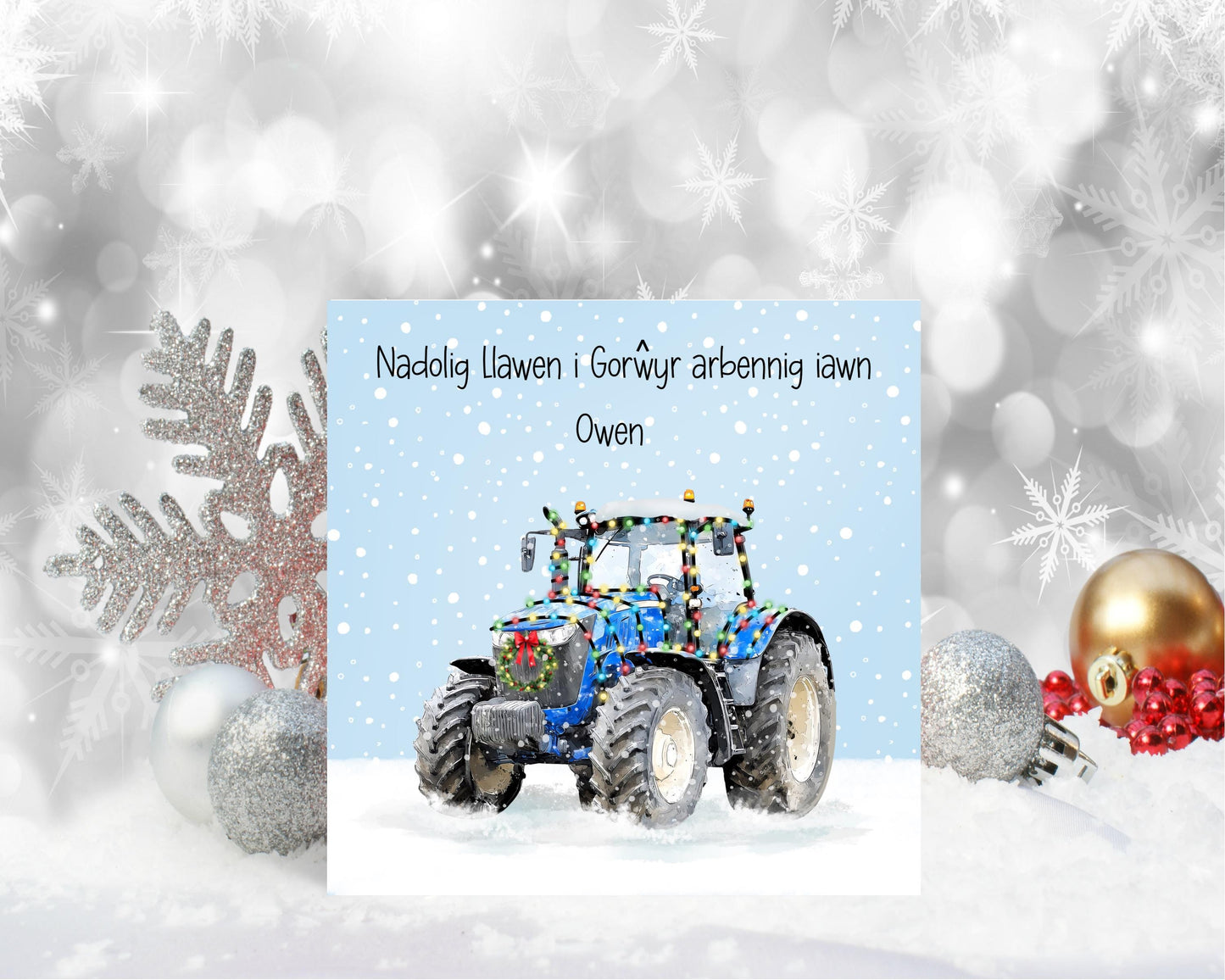 Nadolig Llawen Card, Welsh Christmas Card For Son, Welsh Tractor Christmas Card, Welsh Xmas For Card For Nephew