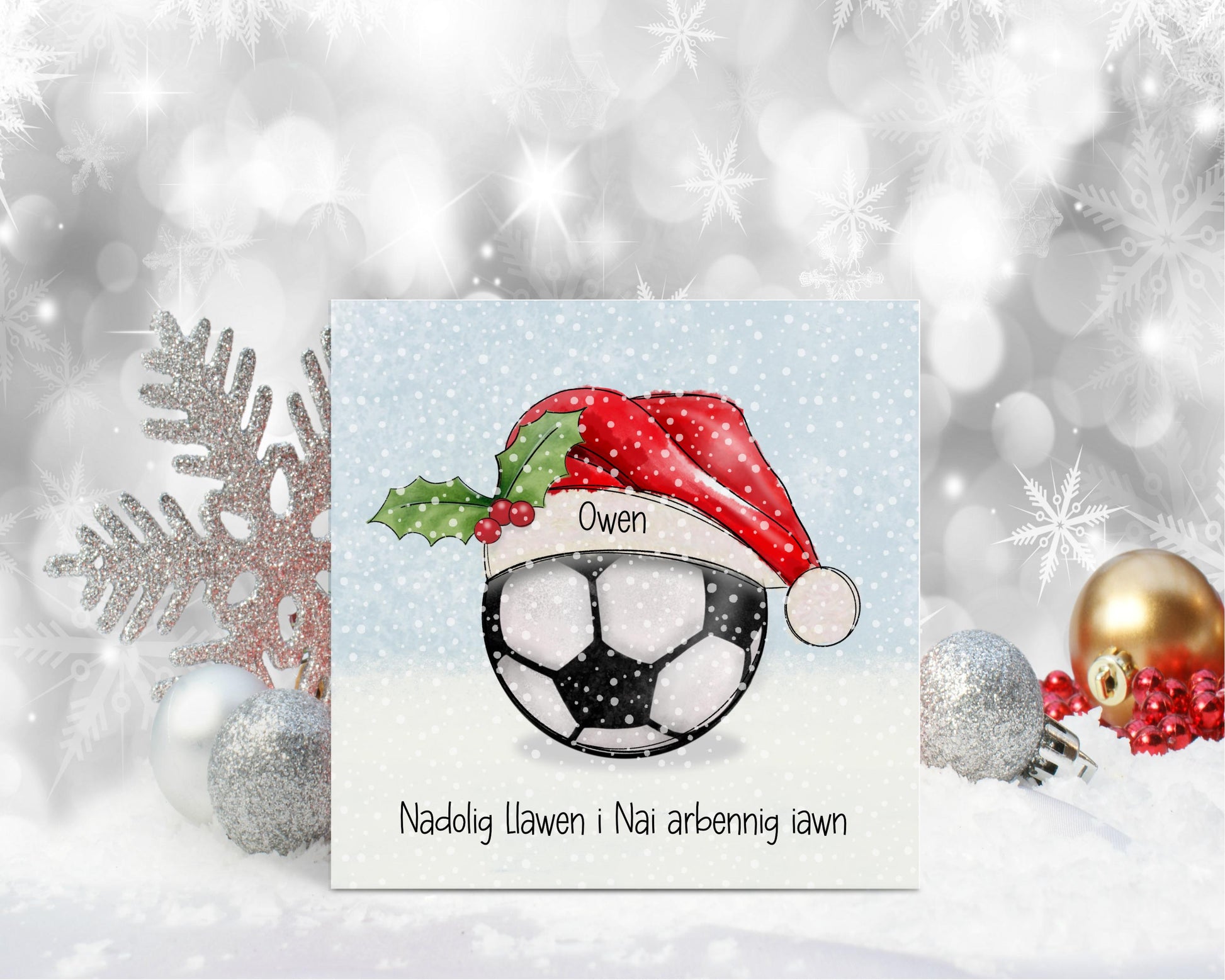 Nadolig Llawen Card, Welsh Christmas Card For Grandson, Welsh Football Christmas Card, Welsh Xmas For Card For Son