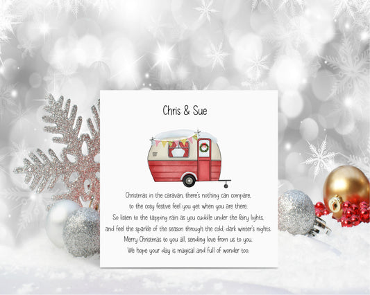 Caravan Christmas Card, Personalised Caravan Christmas Card, Christmas Card For Campers