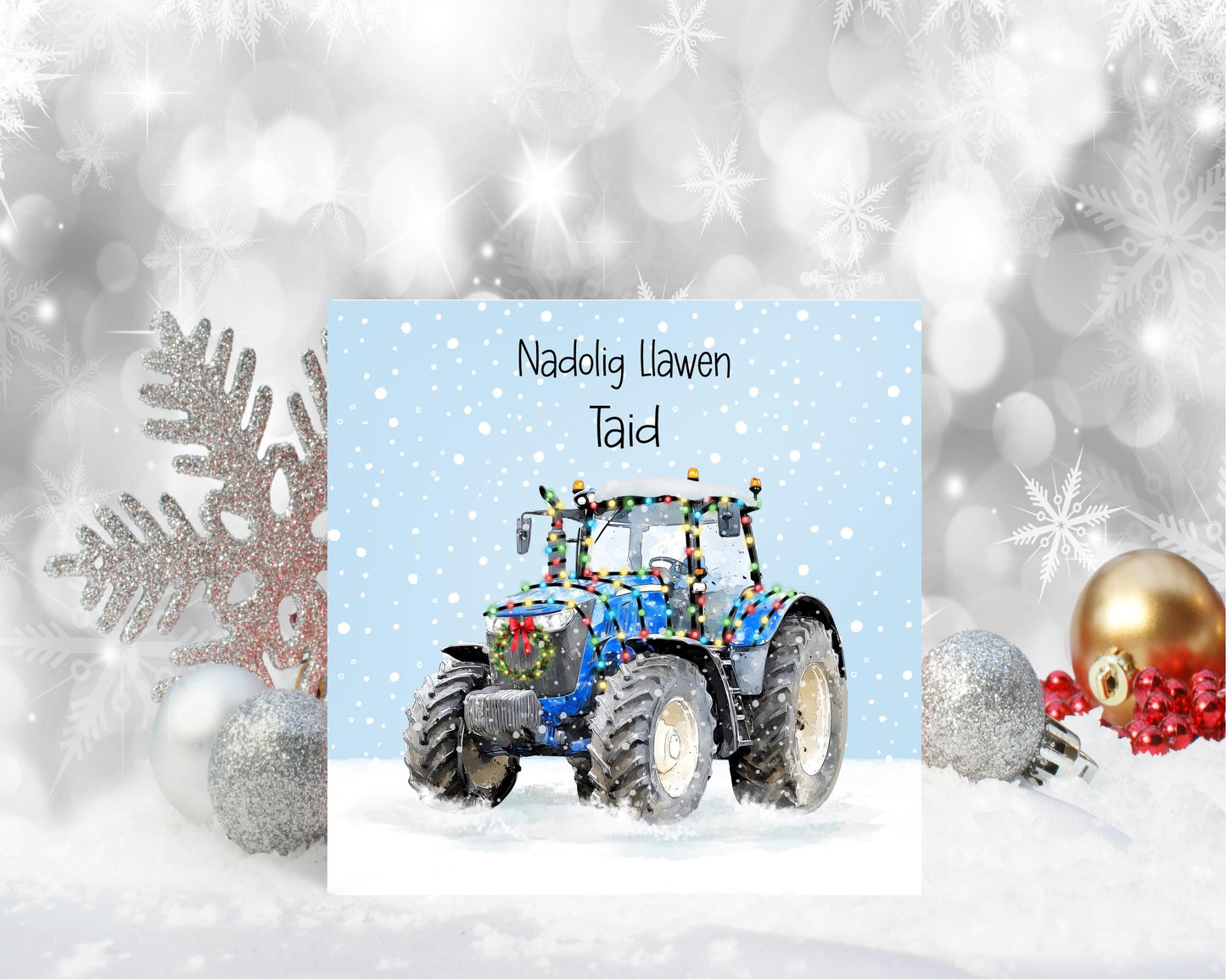 Nadolig Llawen Card, Welsh Christmas Card For Taid, Welsh Tractor Christmas Card