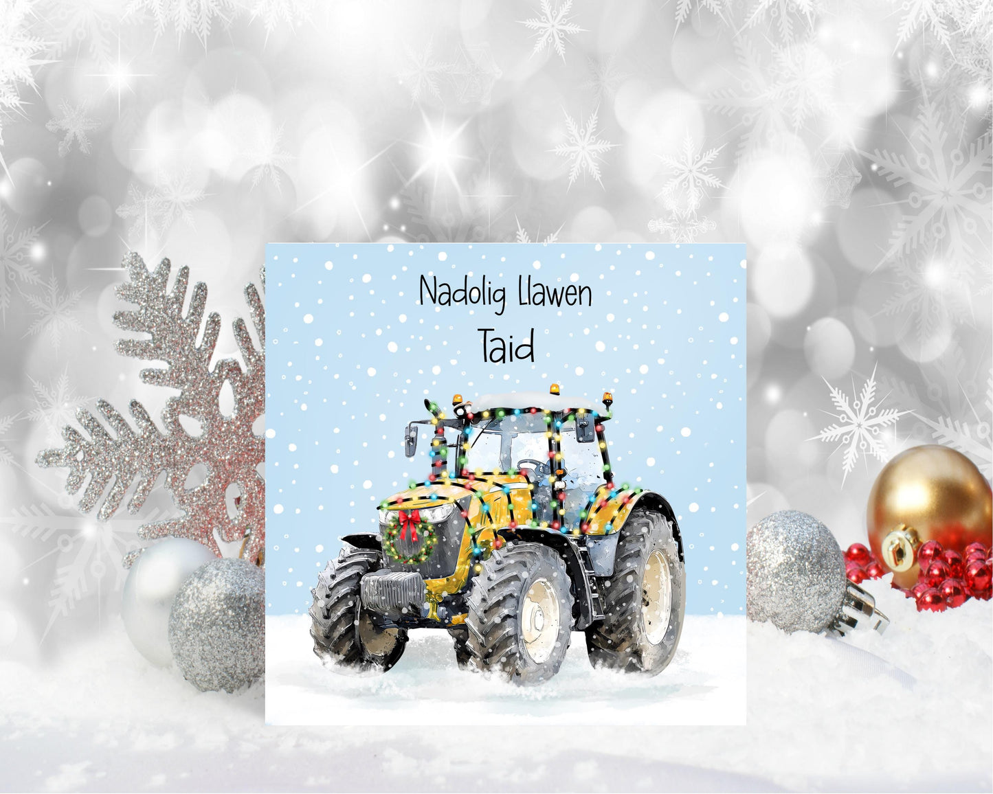 Nadolig Llawen Card, Welsh Christmas Card For Taid, Welsh Tractor Christmas Card