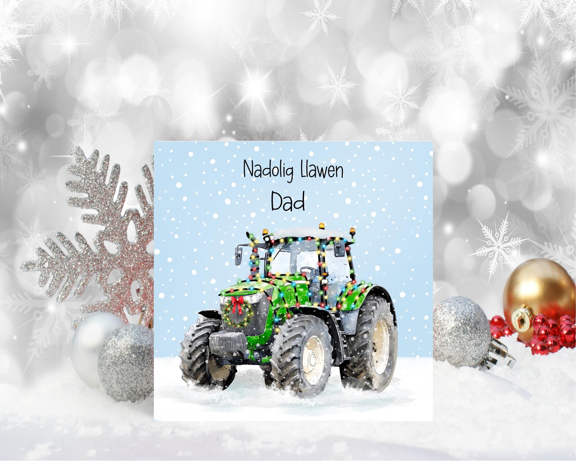 Nadolig Llawen Card, Welsh Christmas Card For Taid, Welsh Tractor Christmas Card
