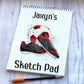 Football Design Sketch Pad, Personalised Football Sketch Pad, Granddaughter Gift, Stocking Filler, Kids Drawing Book, Grandson Gift
