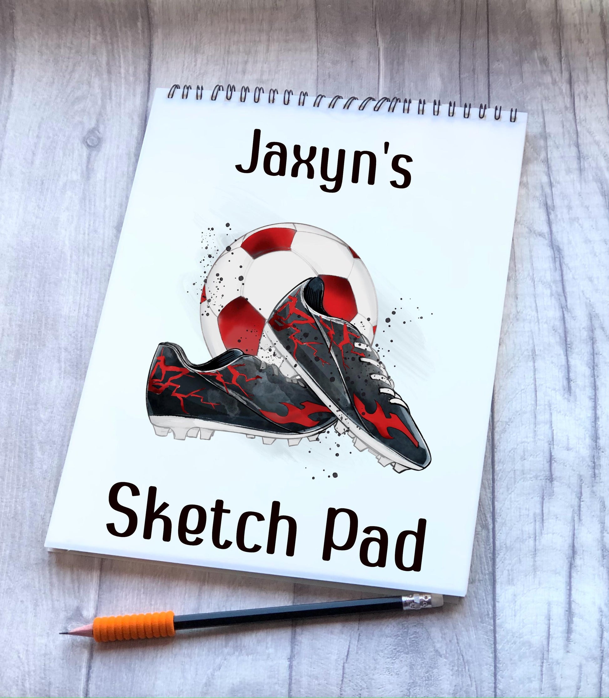Football Design Sketch Pad, Personalised Football Sketch Pad, Granddaughter Gift, Stocking Filler, Kids Drawing Book, Grandson Gift
