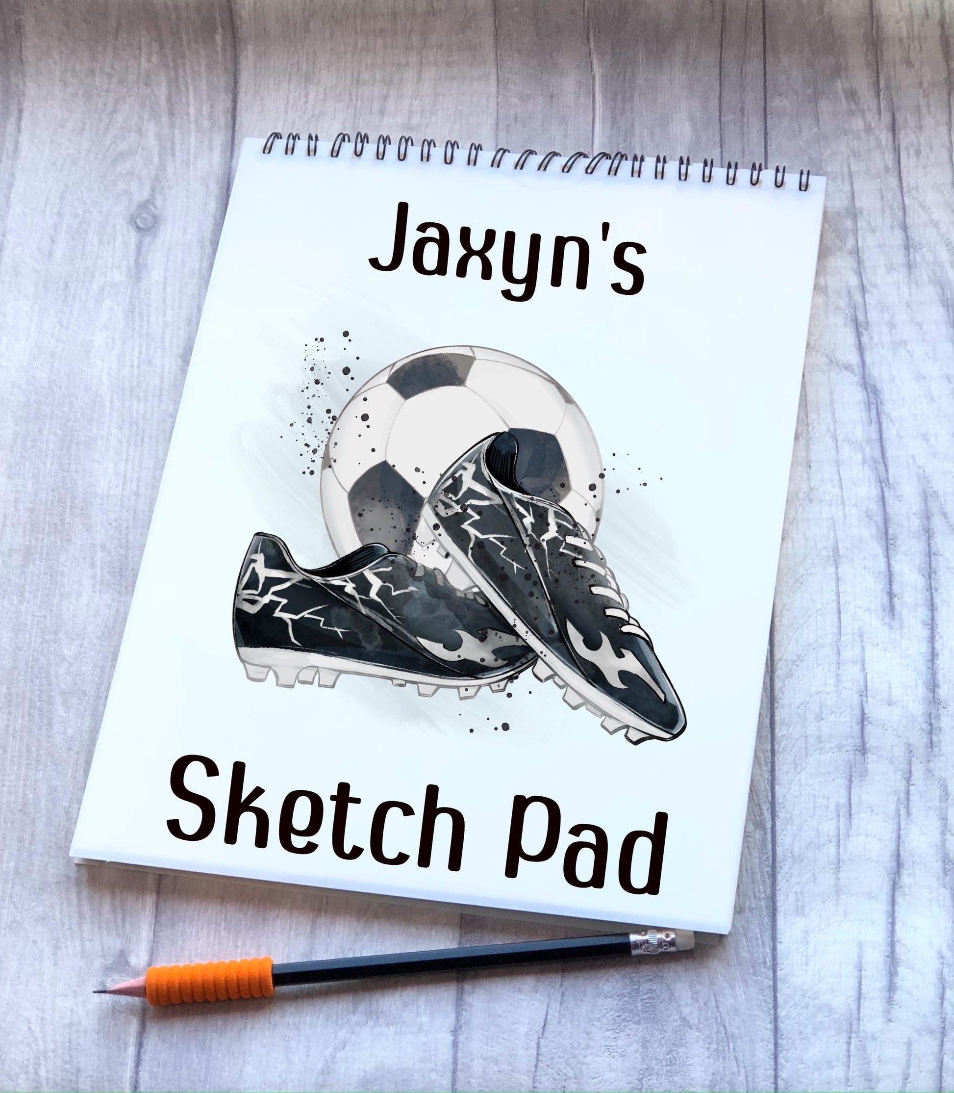 Football Design Sketch Pad, Personalised Football Sketch Pad, Granddaughter Gift, Stocking Filler, Kids Drawing Book, Grandson Gift